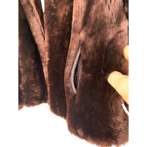 VTG 50s Genuine Shearling Fur Teddy Coat Lamb Size M/L Plush Cold Winter 8697 - Picture 4 of 11